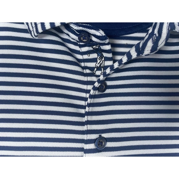 Bobby Jones X-H2O Georgia Tech Polo Shirt Mens XL Blue White Striped Golf - Picture 4 of 6
